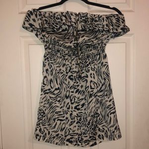 Animal print tube top dress